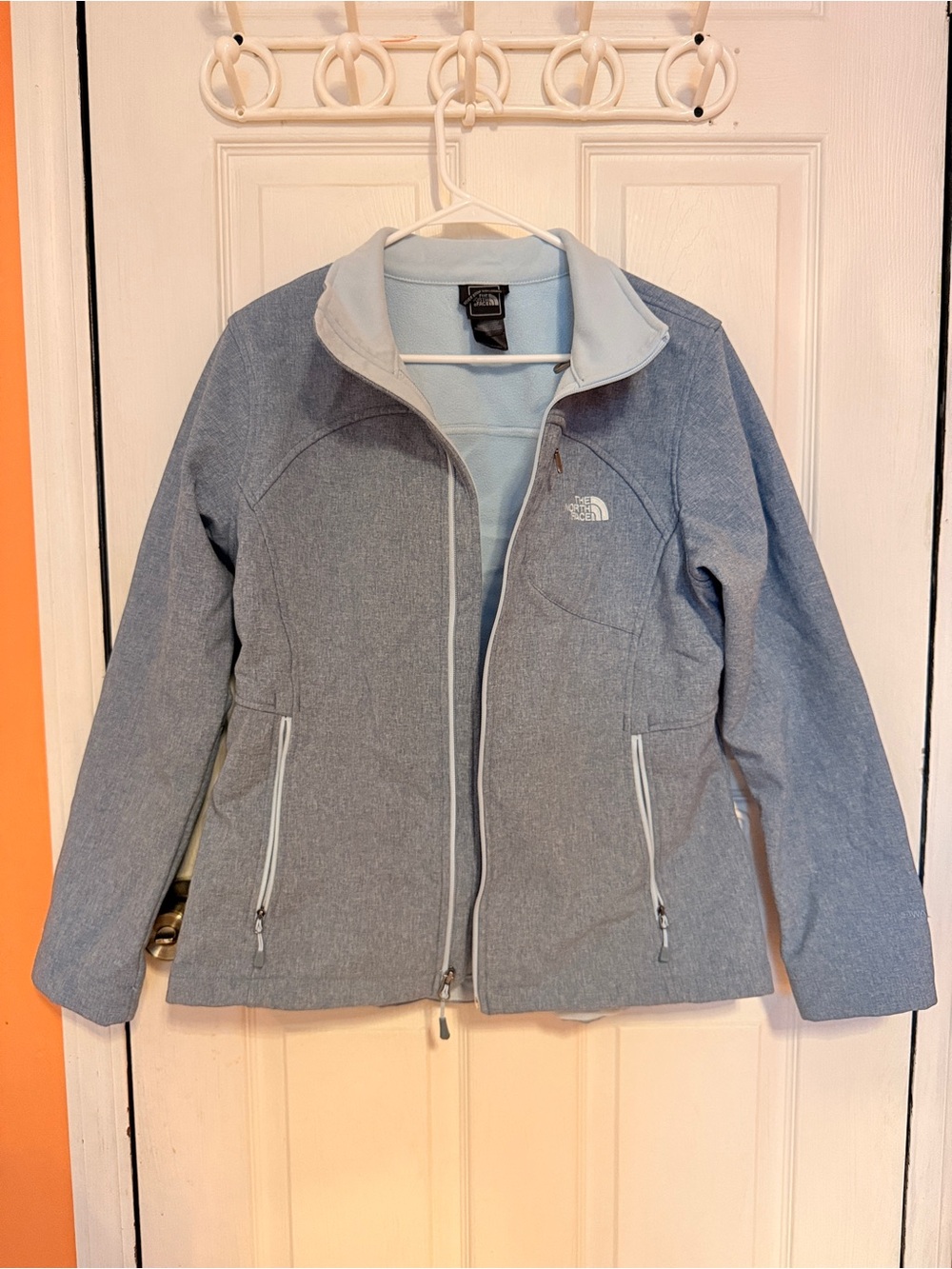 The North Face Women’s Heather Light Blue Softshell Jacket